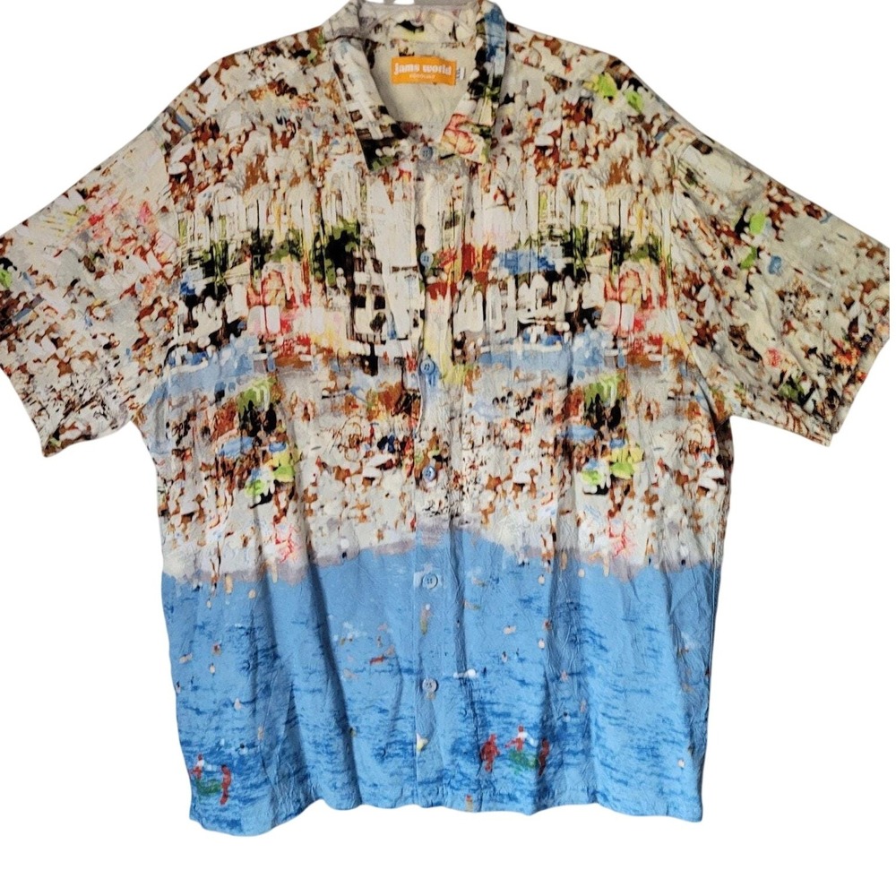 Jams World VTG Tropea Beach Shirt XXL 2XL Rayon Coastal Abstract Art Hawaii USA